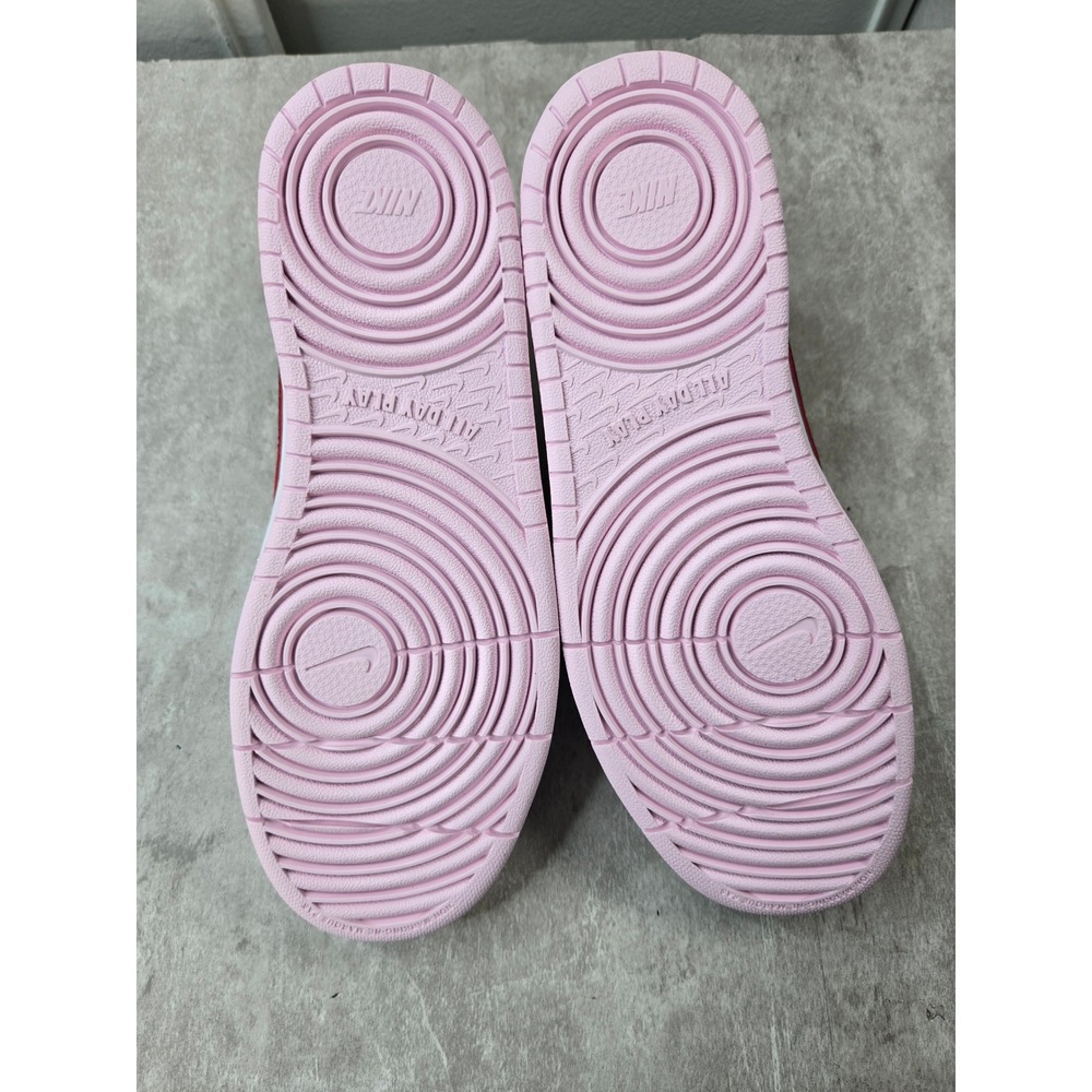 Nike Court Borough 8.5 White Burgundy Pink Leather Sneakers Retro Y2K Streetwear - Picture 7 of 11